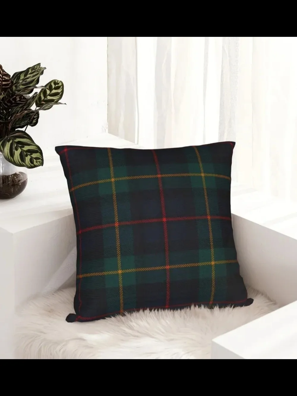Plaid Green & Black  Throw Pillow - Beautiful